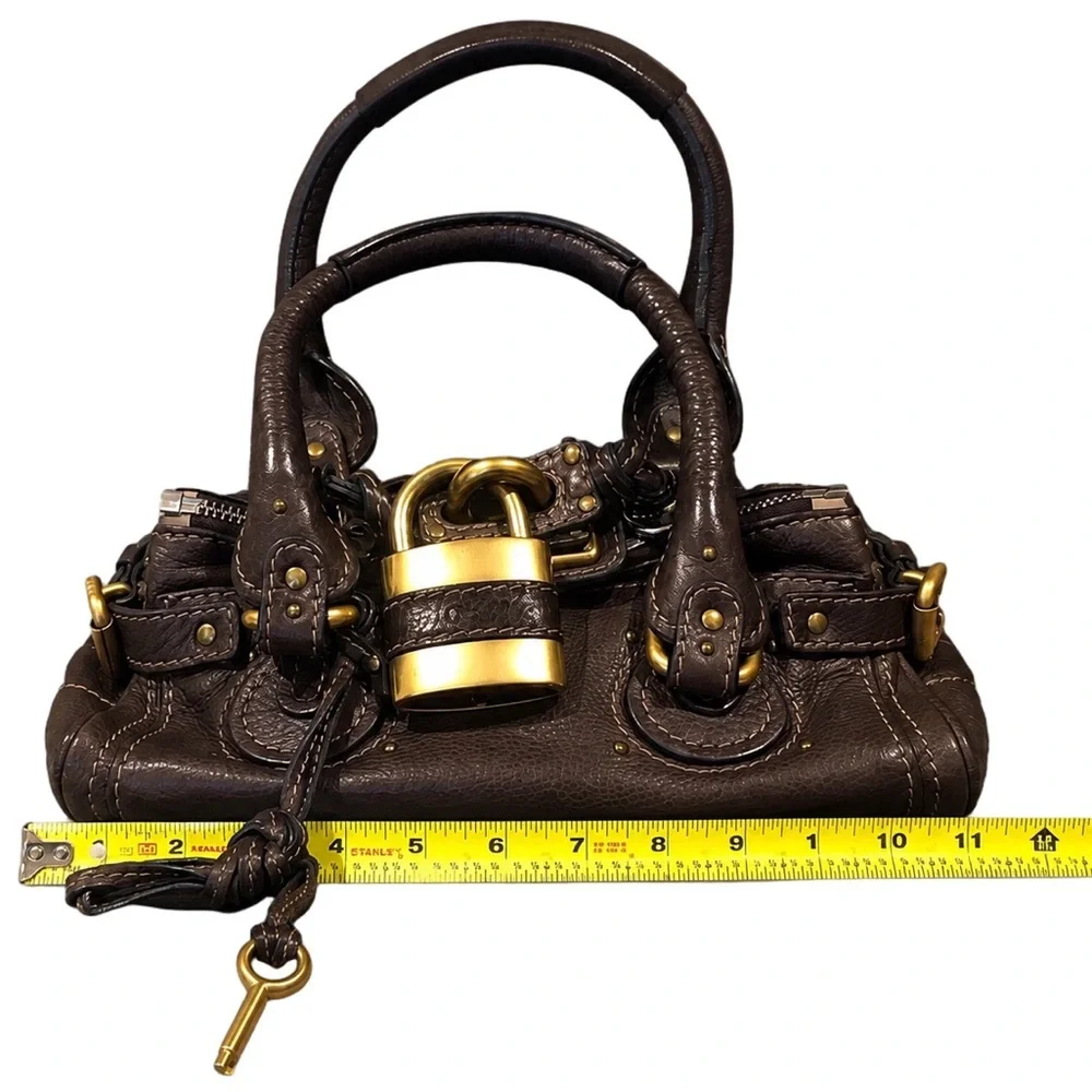 CHLOE Paddington Brown Leather Small Bag with Lock, Key, Dust Bag, COA NWOT MINT - Picture 9 of 17